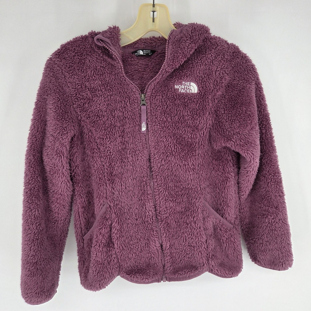 The North Face Girls Osito Full Zip Fuzzy Hoodie Purple Medium 10/12 Jacket